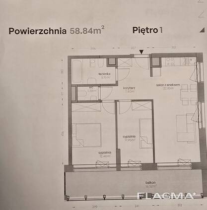 Do wynajęcia nowe 3 pokoje 59 m² duży balkon | Mokotów