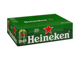 Dostępne piwo Heineken Larger w butelkach i puszkach o pojemności 330 ml (24 sztuki)