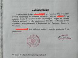 Довідка Студента/Legitymacja/Лікарняний/СанЕпід