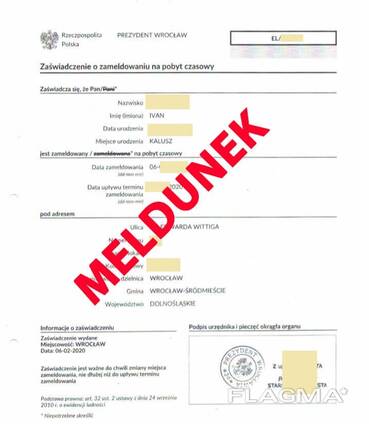 Meldunek Прописка
